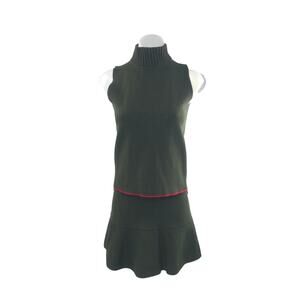 Zara Green Sleeveless Knit Tank Top & Mini Skirt Yoga Athletic Activewear Set S